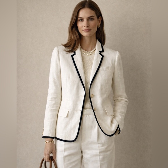 J. Crew Jackets & Blazers - J. Crew | Ivory Schoolboy Linen Blazer Preppy Old Money Quiet Luxury Academia